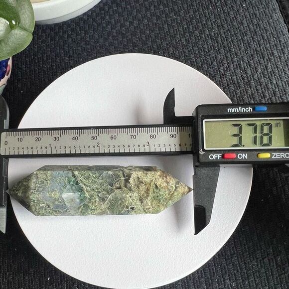 Moss Agate‎ Crystal Double Terminated Point (#3) - Picture 7 of 13